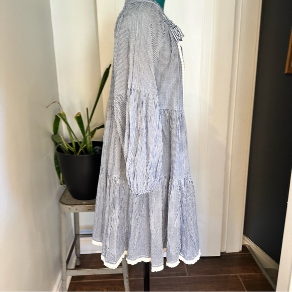 Tuckernuck nautical navy white striped tassel coverup dress small - Picture 6 of 15